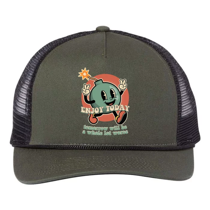 Retro Cartoon Bomb Nihilism Classic Fit Crew Neck Retro Rope Trucker Hat Cap