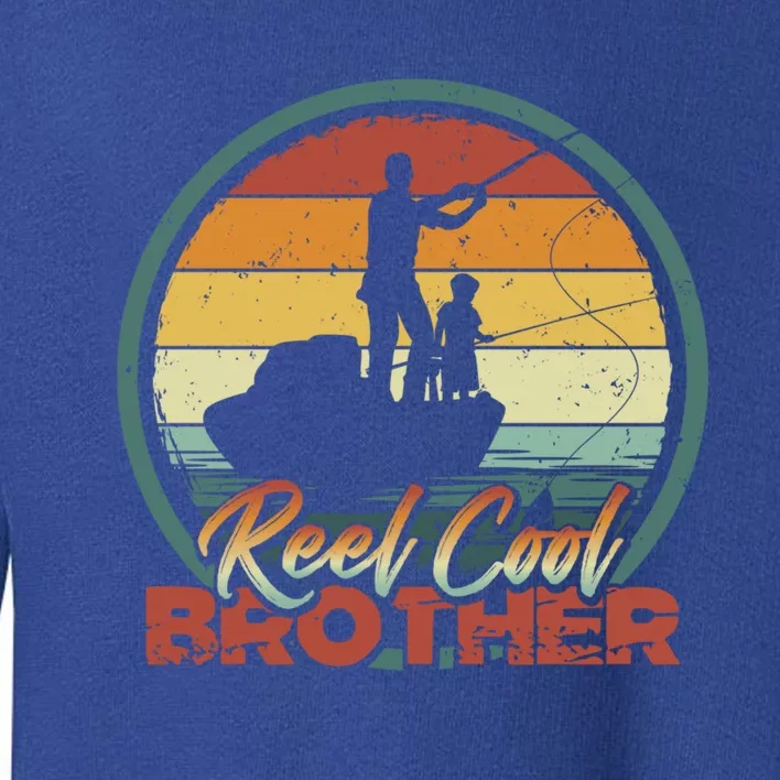 Reel Cool Brother Gift Retro Fishing Family Funny Gift Toddler Sweatshirt