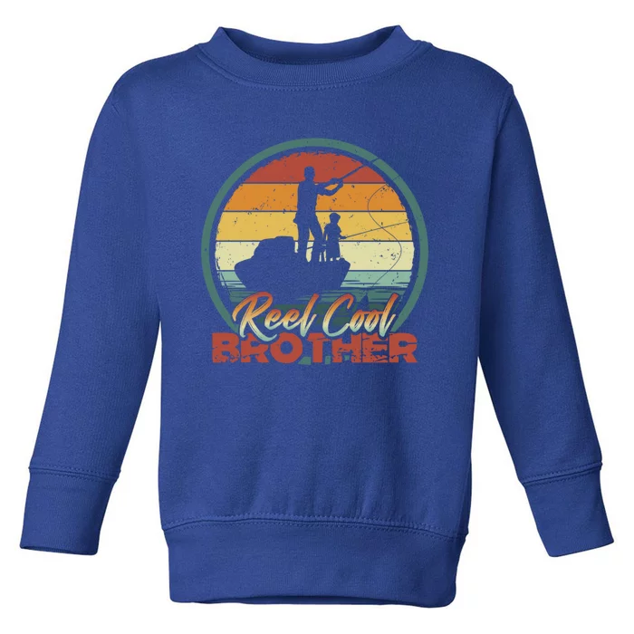 Reel Cool Brother Gift Retro Fishing Family Funny Gift Toddler Sweatshirt