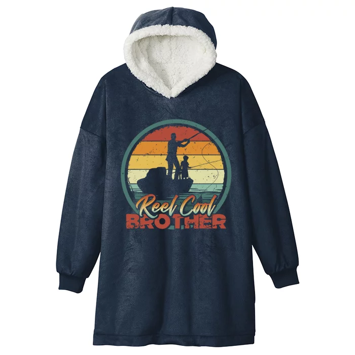 Reel Cool Brother Gift Retro Fishing Family Funny Gift Hooded Wearable Blanket