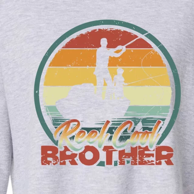 Reel Cool Brother Gift Retro Fishing Family Funny Gift Cropped Pullover Crew