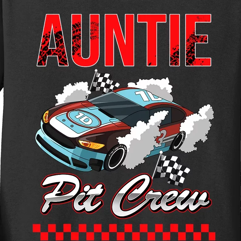 Race Car Birthday Party Racing Family Auntie Pit Crew Kids Long Sleeve Shirt