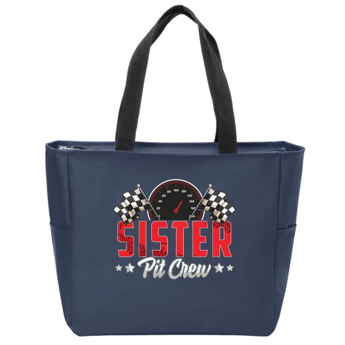 Race Car Birthday Party Racing Family Sister Pit Crew Zip Tote Bag