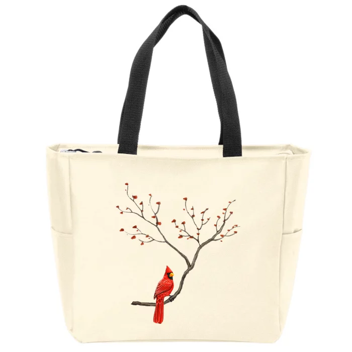 Red Cardinal Bird Lovers Birdwatching Birding Vintage Zip Tote Bag