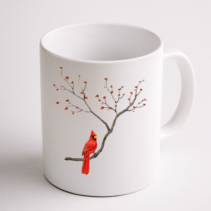 Red Cardinal Bird Lovers Birdwatching Birding Vintage Front & Back Coffee Mug