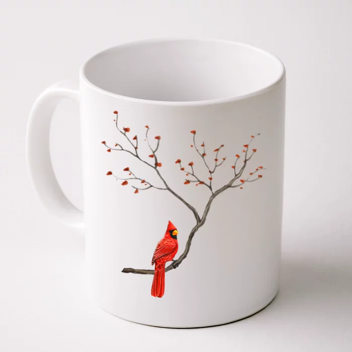 Red Cardinal Bird Lovers Birdwatching Birding Vintage Front & Back Coffee Mug