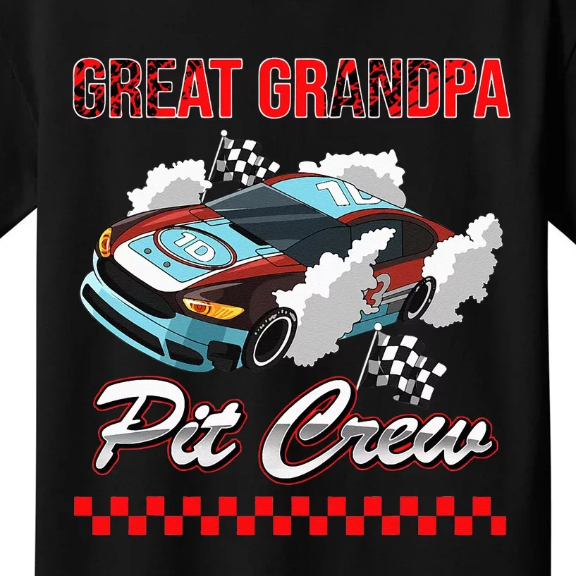 Race Car Birthday Party Racing Family Great Grandpa Pit Crew Kids T-Shirt