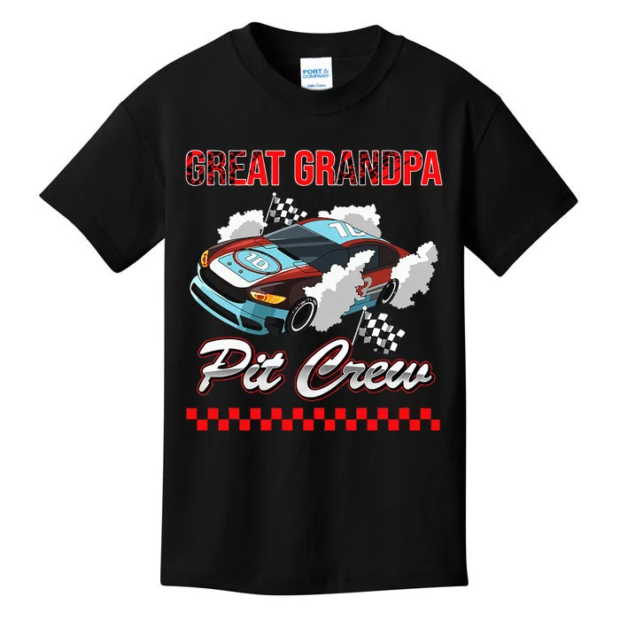 Race Car Birthday Party Racing Family Great Grandpa Pit Crew Kids T-Shirt