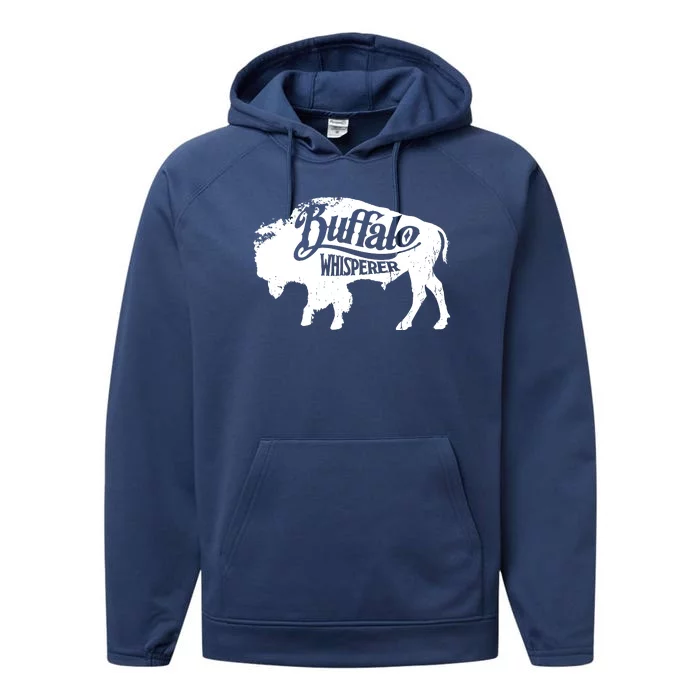 Retro Cute Buffalo Silhouette Bison Whisperer Tee Performance Fleece Hoodie