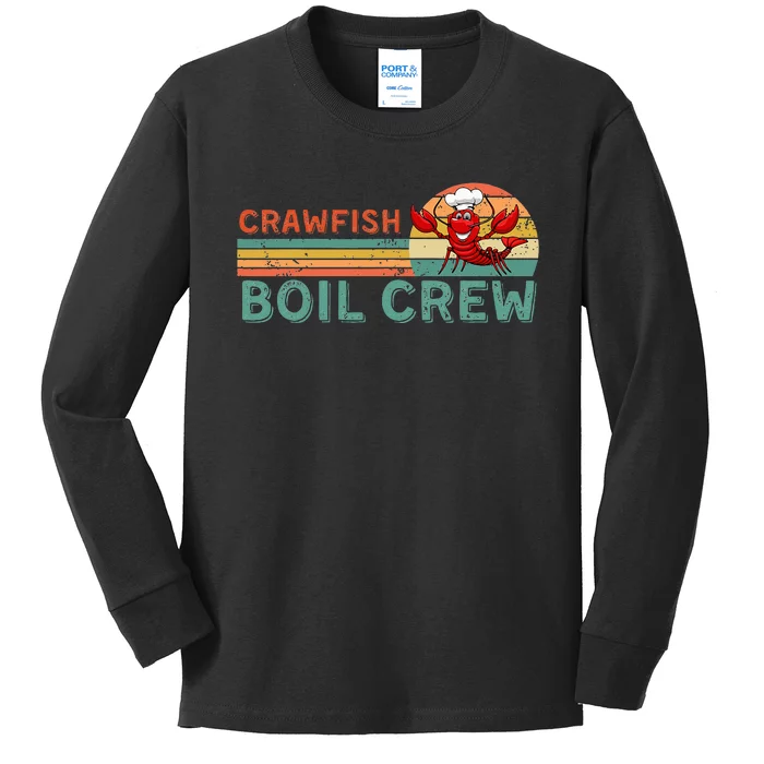 Retro Crawfish Boil Crew Gift CrayfishCrawdadMudbug Lover Kids Long Sleeve Shirt