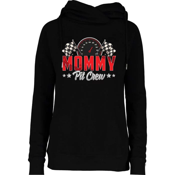 Race Car Birthday Party Racing Family Mommy Pit Crew Womens Funnel Neck Pullover Hood