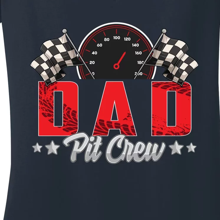 Race Car Birthday Party Racing Family Dad Pit Crew Women's V-Neck T-Shirt