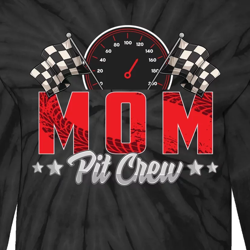 Race Car Birthday Party Racing Family Mom Pit Crew Tie-Dye Long Sleeve Shirt