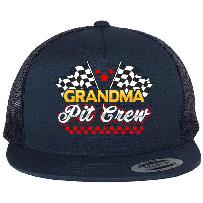 Race Car Birthday Party Racing Family Grandma Pit Crew Flat Bill Trucker Hat