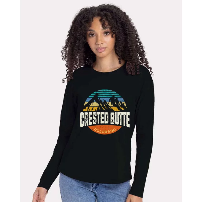 Retro Crested Butte Outdoors Mountain Colorado Womens Cotton Relaxed Long Sleeve T-Shirt