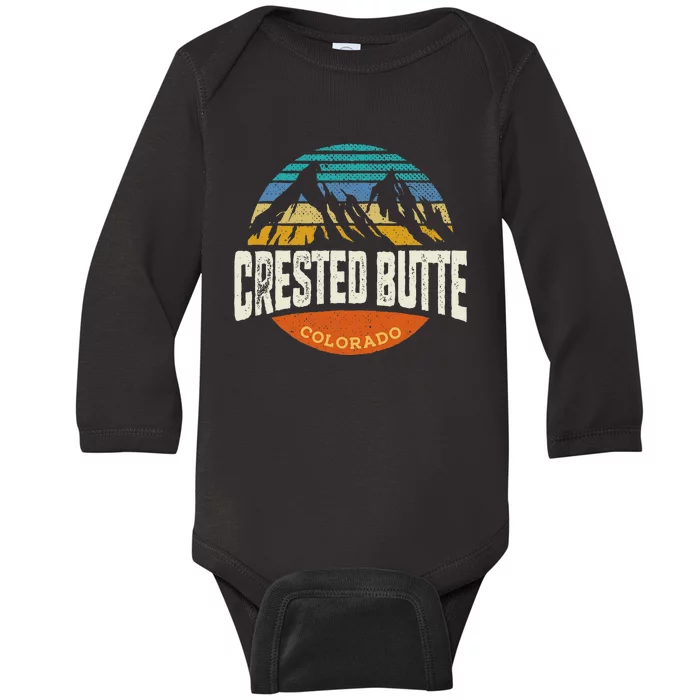 Retro Crested Butte Outdoors Mountain Colorado Baby Long Sleeve Bodysuit