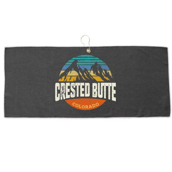 Retro Crested Butte Outdoors Mountain Colorado Large Microfiber Waffle Golf Towel