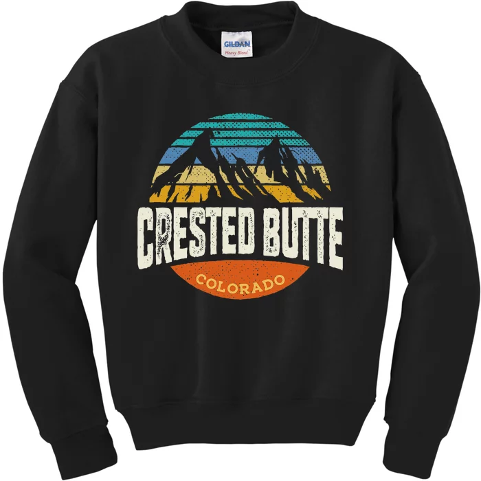 Retro Crested Butte Outdoors Mountain Colorado Kids Sweatshirt