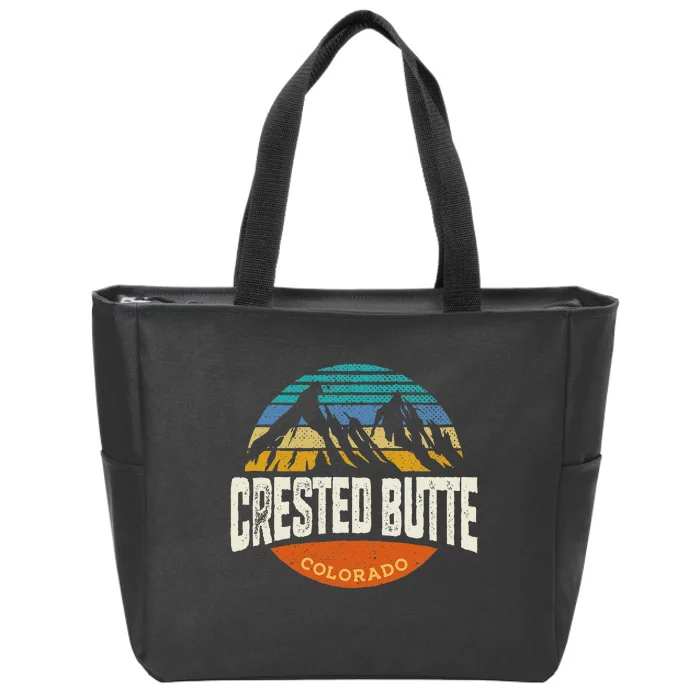 Retro Crested Butte Outdoors Mountain Colorado Zip Tote Bag