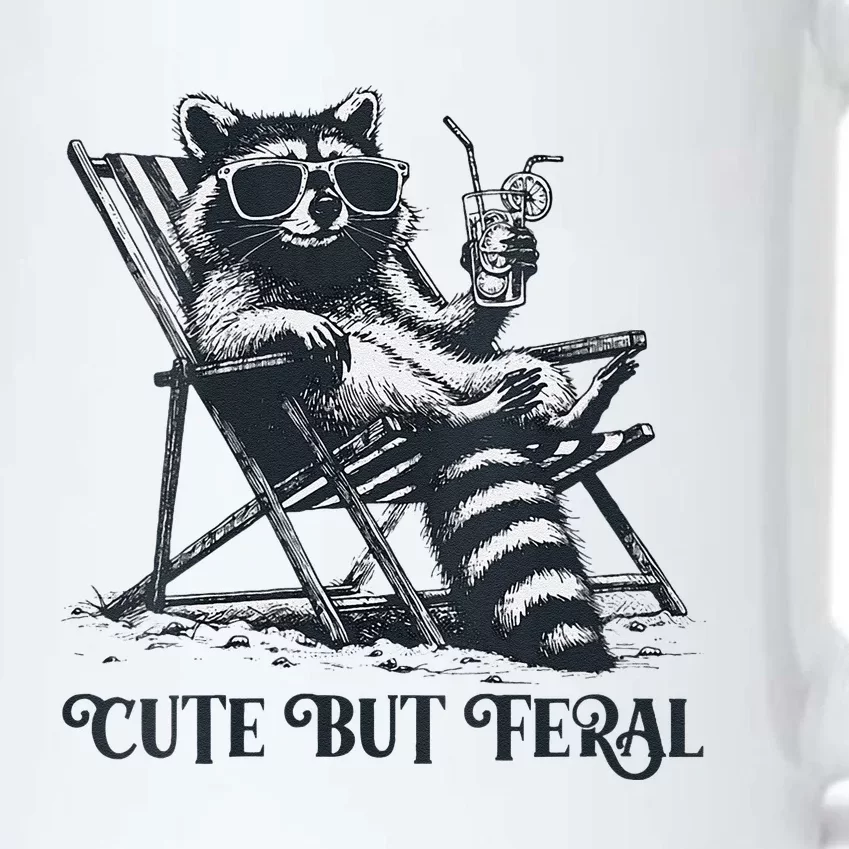 Raccoon Cute But Feral Funny Summer Design Black Color Changing Mug