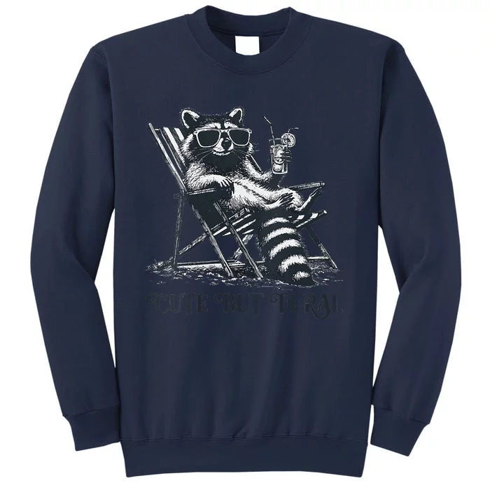 Raccoon Cute But Feral Funny Summer Design Sweatshirt