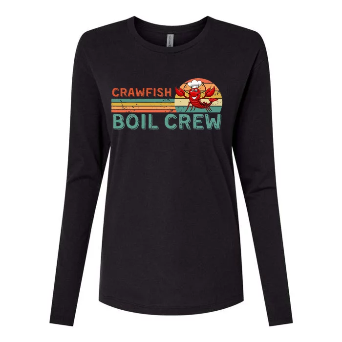 Retro Crawfish Boil Crew Gift Crayfish Crawdad Mudbug Lover Womens Cotton Relaxed Long Sleeve T-Shirt