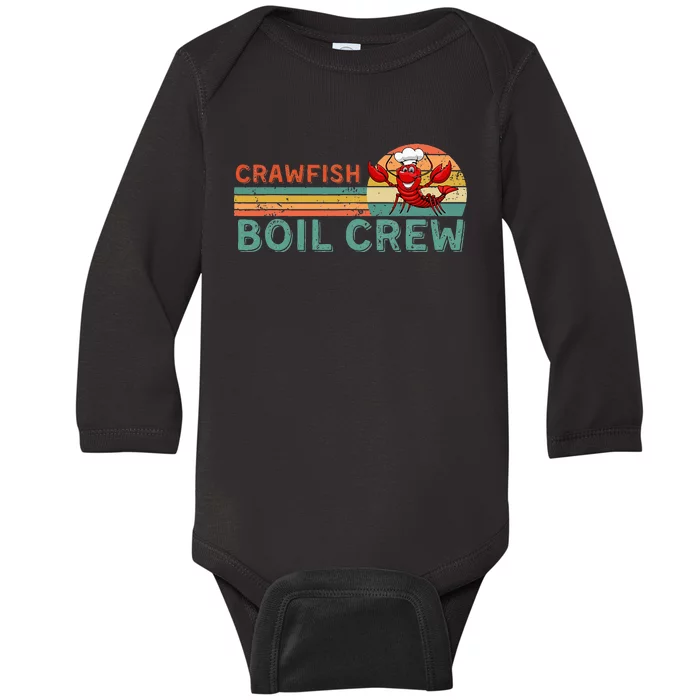 Retro Crawfish Boil Crew Gift Crayfish Crawdad Mudbug Lover Baby Long Sleeve Bodysuit