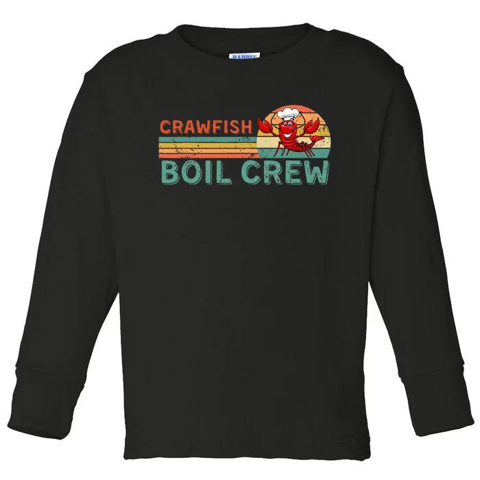 Retro Crawfish Boil Crew Gift Crayfish Crawdad Mudbug Lover Toddler Long Sleeve Shirt