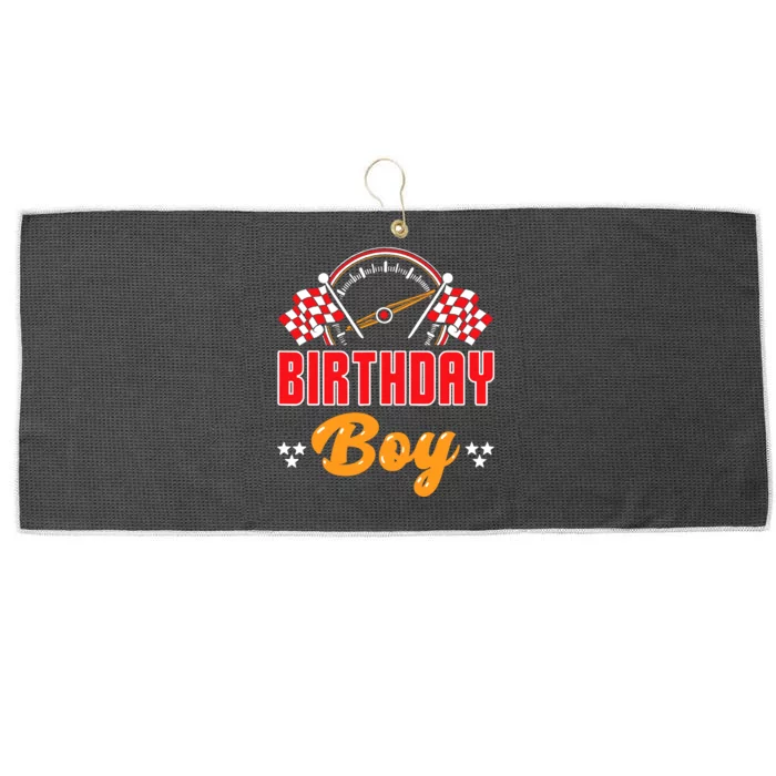 Race Car Birthday Party Matching Family Birthday Boy Large Microfiber Waffle Golf Towel