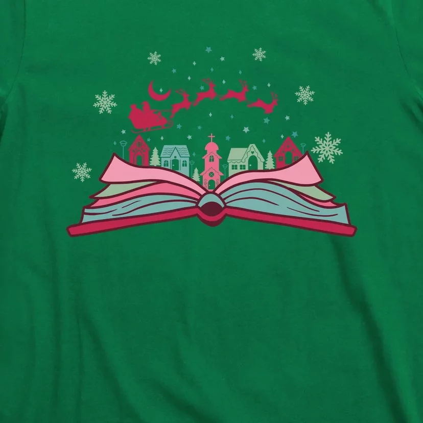 Reindeer Car Book Reding Christmas Reading Books Gift T-Shirt