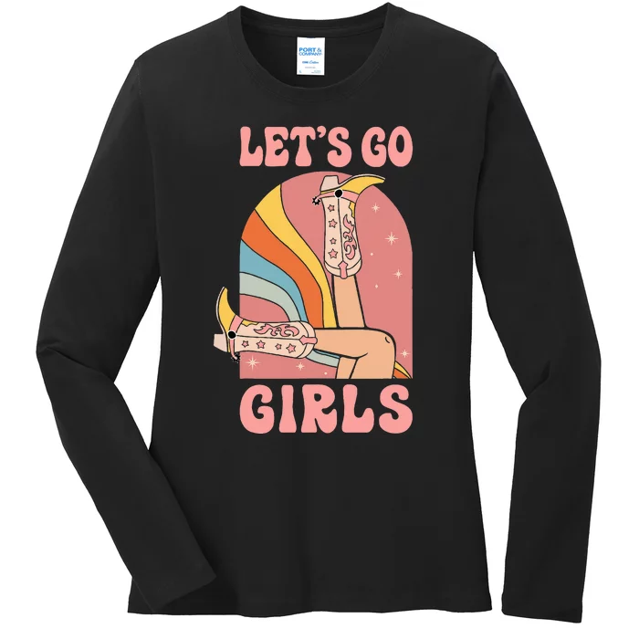 Retro Cowgirls Bride Bridesmaid Bachelorette Ladies Long Sleeve Shirt