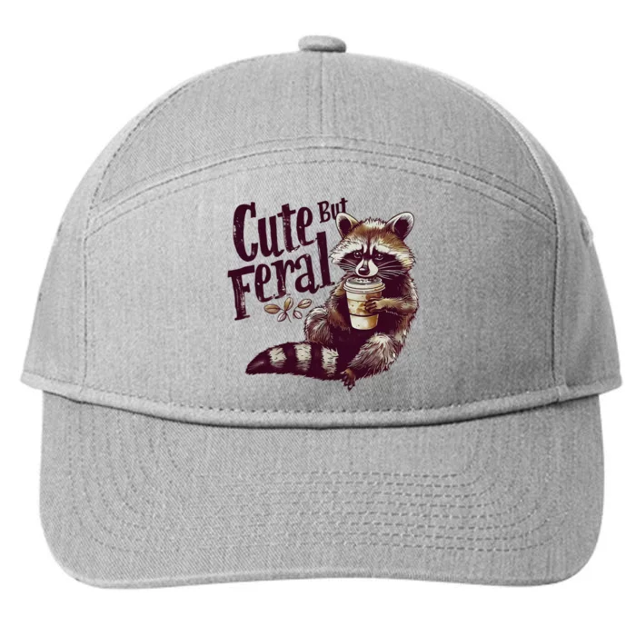 Raccoon Cute But Feral Vintage Raccoon 7-Panel Snapback Hat