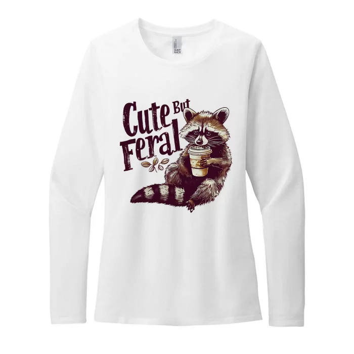 Raccoon Cute But Feral Vintage Raccoon Womens CVC Long Sleeve Shirt