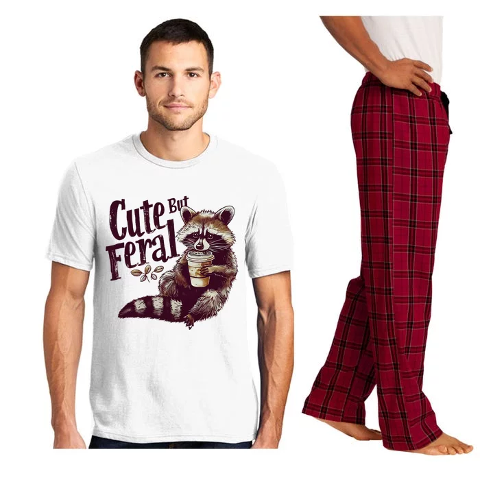 Raccoon Cute But Feral Vintage Raccoon Pajama Set