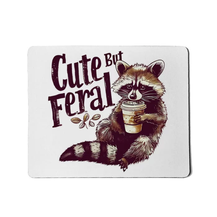 Raccoon Cute But Feral Vintage Raccoon Mousepad