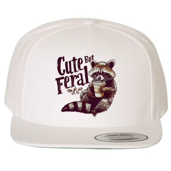 Raccoon Cute But Feral Vintage Raccoon Wool Snapback Cap