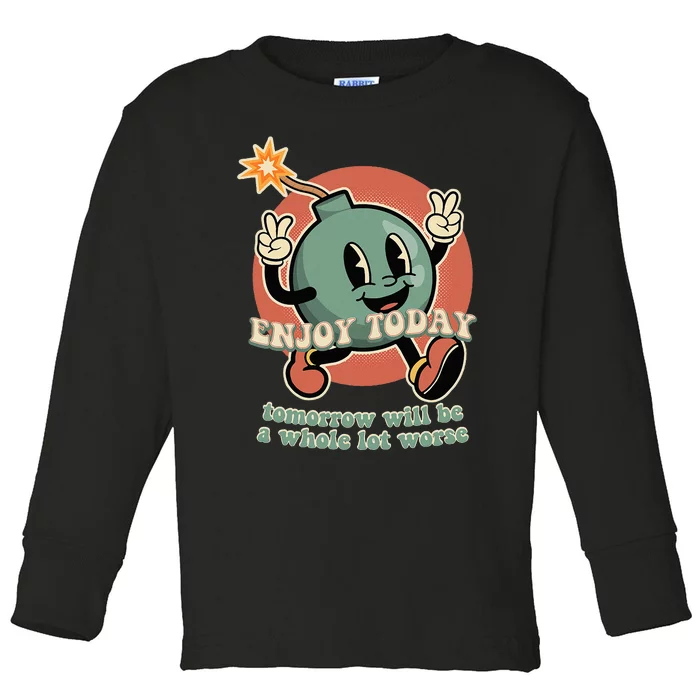 Retro Cartoon Bomb Nihilism Toddler Long Sleeve Shirt