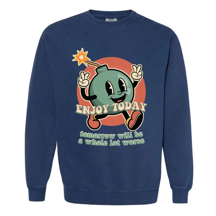 Retro Cartoon Bomb Nihilism Garment-Dyed Sweatshirt