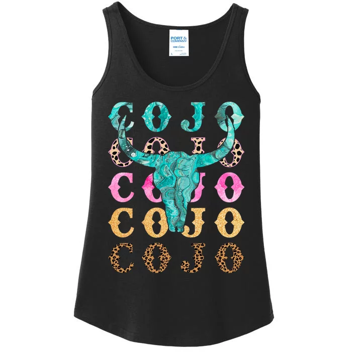 Retro C.O.J.O Bull Skull Music Country 70s Cowboys Boot Ladies Essential Tank