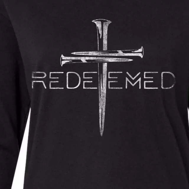 Redeemed Christian Bible Verse Cross Follower Christian Womens Cotton Relaxed Long Sleeve T-Shirt