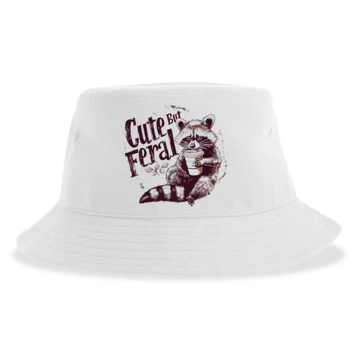 Raccoon Cute But Feral Sustainable Bucket Hat