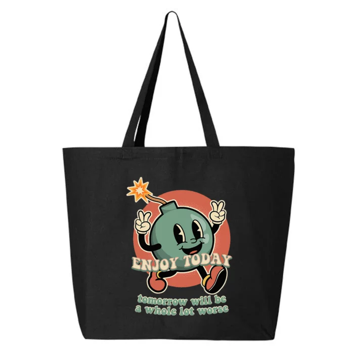 Retro Cartoon Bomb Nihilism Classic Fit Crew Neck Short Sleeve Black 25L Jumbo Tote