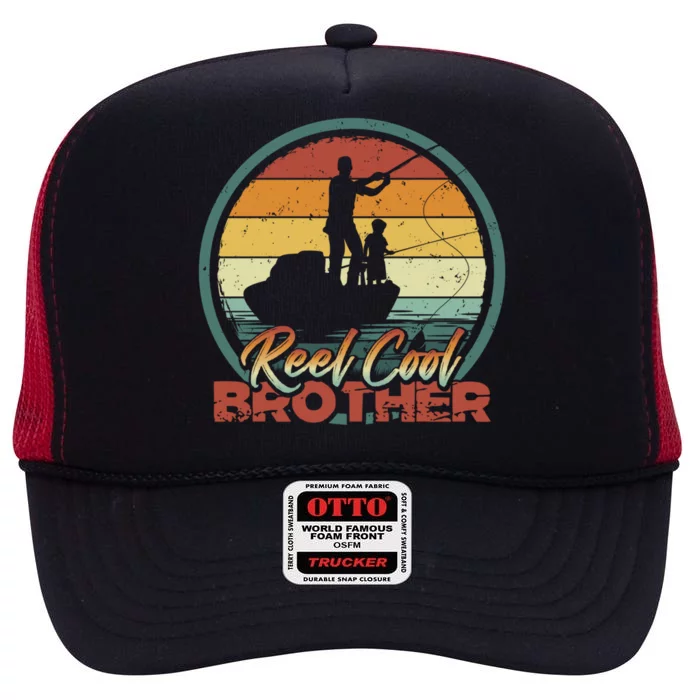 Reel Cool Brother Gift Retro Fishing Family Gift High Crown Mesh Trucker Hat