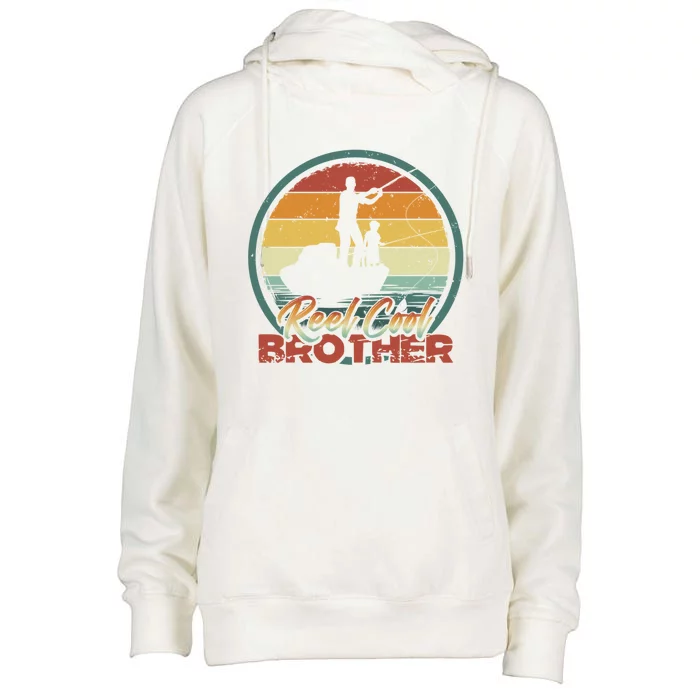 Reel Cool Brother Gift Retro Fishing Family Gift Womens Funnel Neck Pullover Hood