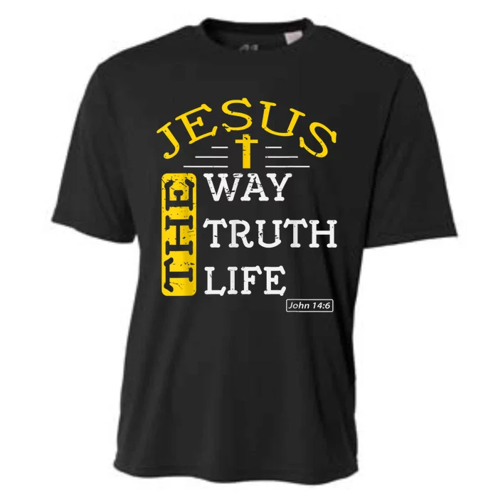 Religious Christian Bible Verse 14:6 Biblical Gospel Cooling Performance Crew T-Shirt