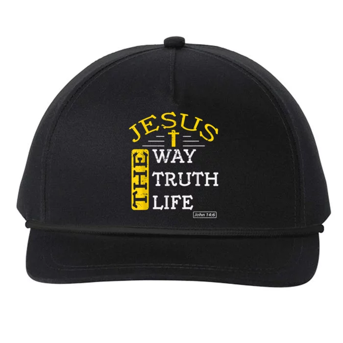 Religious Christian Bible Verse 14:6 Biblical Gospel Snapback Five-Panel Rope Hat