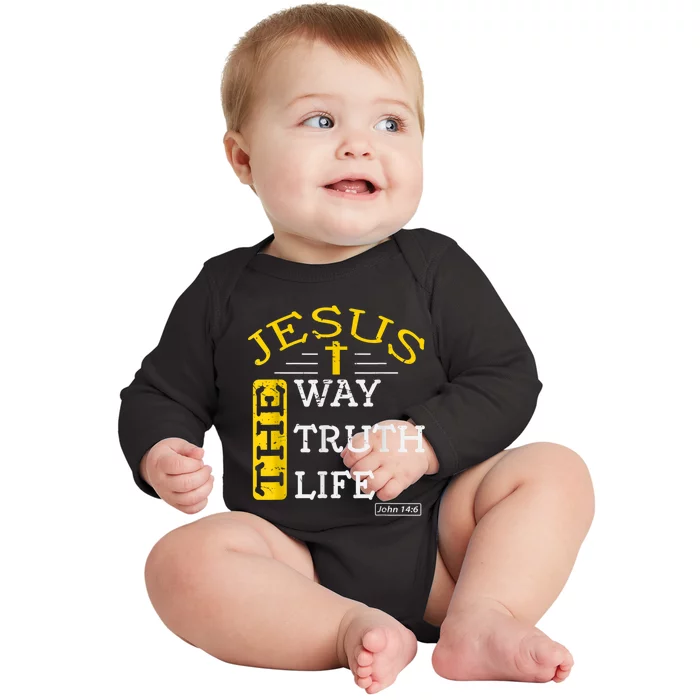 Religious Christian Bible Verse 14:6 Biblical Gospel Baby Long Sleeve Bodysuit