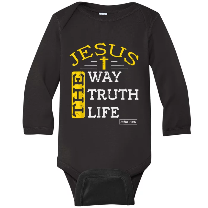 Religious Christian Bible Verse 14:6 Biblical Gospel Baby Long Sleeve Bodysuit