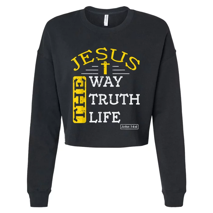 Religious Christian Bible Verse 14:6 Biblical Gospel Cropped Pullover Crew