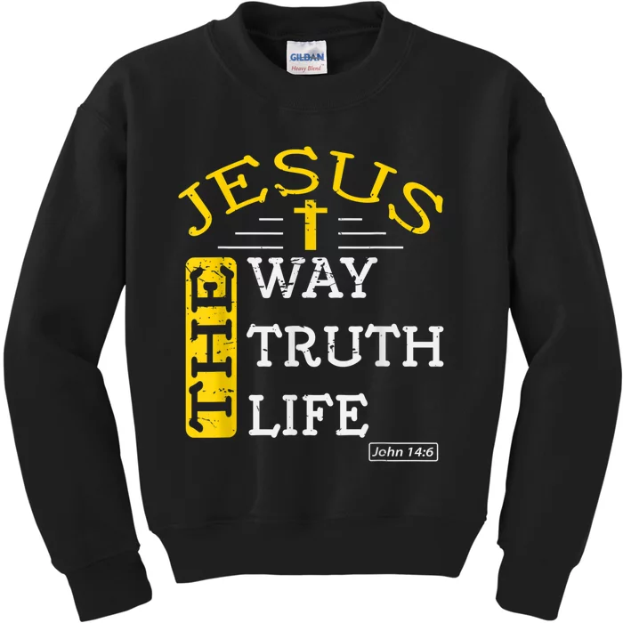 Religious Christian Bible Verse 14:6 Biblical Gospel Kids Sweatshirt